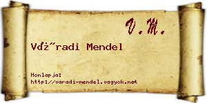 Váradi Mendel névjegykártya